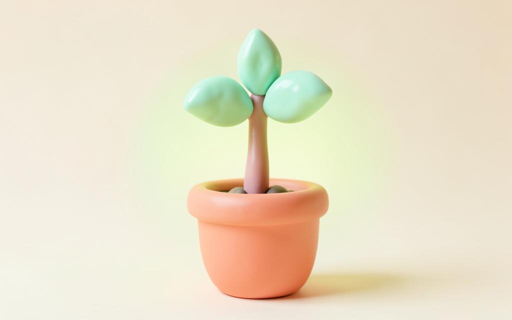 Pastel clay character waiting calmly with a fishing rod