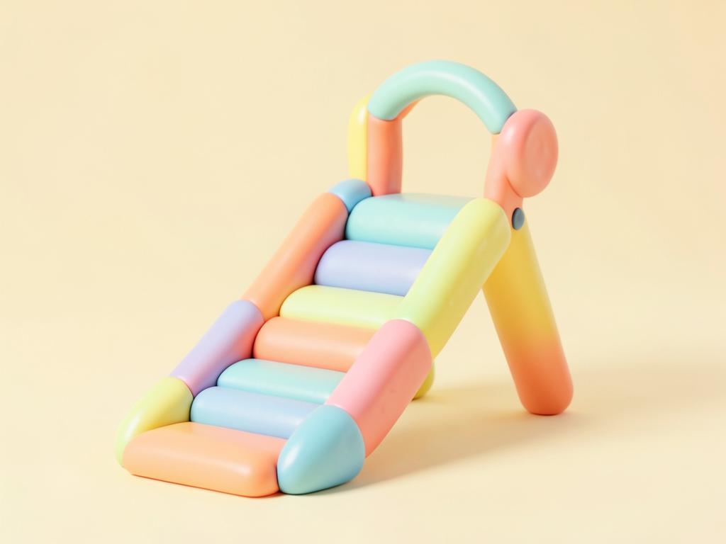 Pastel 3D illustration of a small playground slide