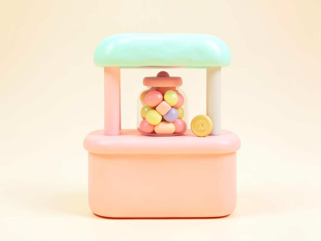 Pastel 3D illustration of a tiny sweet shop counter