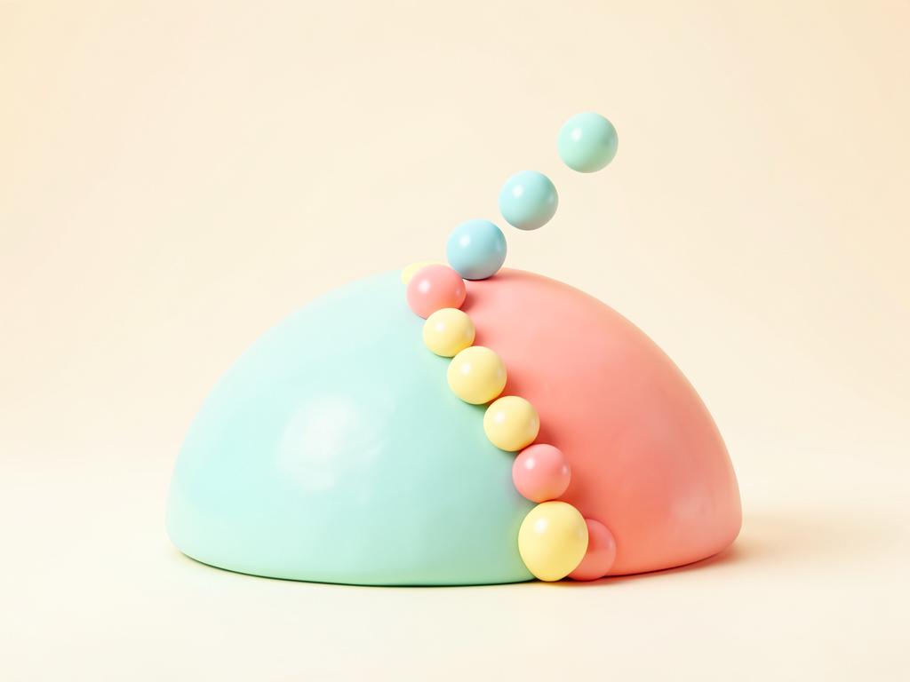 Pastel 3D illustration of a hill with a dotted climbing path