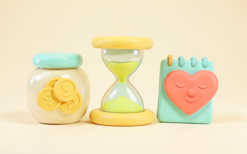 Pastel clay jars holding coins